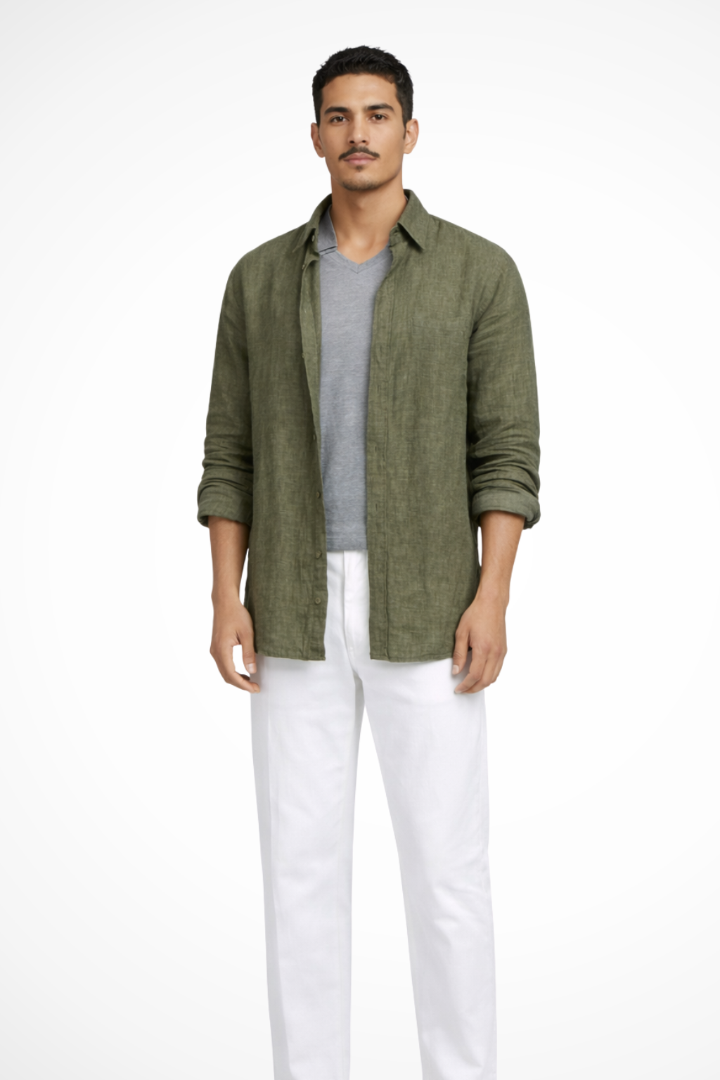 Men’s Lightweight Linen-Blend Shirt | Relaxed Fit Long Sleeve Button-Down
