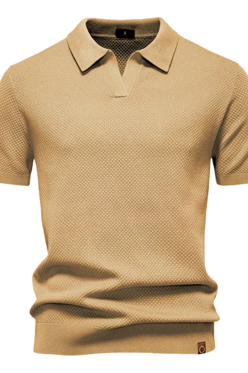 Men’s Textured Knit Polo | Short Sleeve Open-Collar Premium Shirt