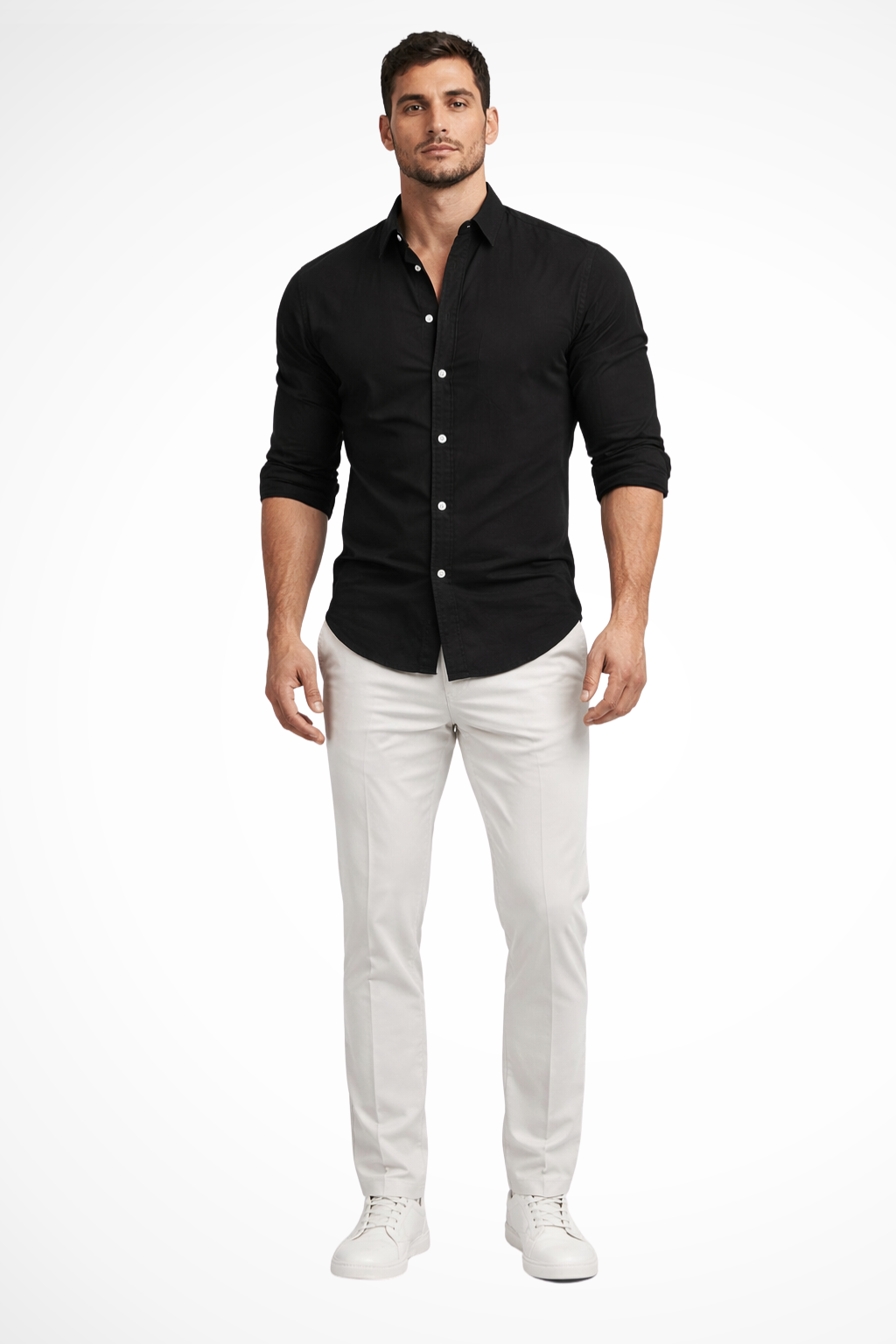 Men’s Relaxed Cotton Summer Shirt | Loose-Fit Long Sleeve Lapel Top