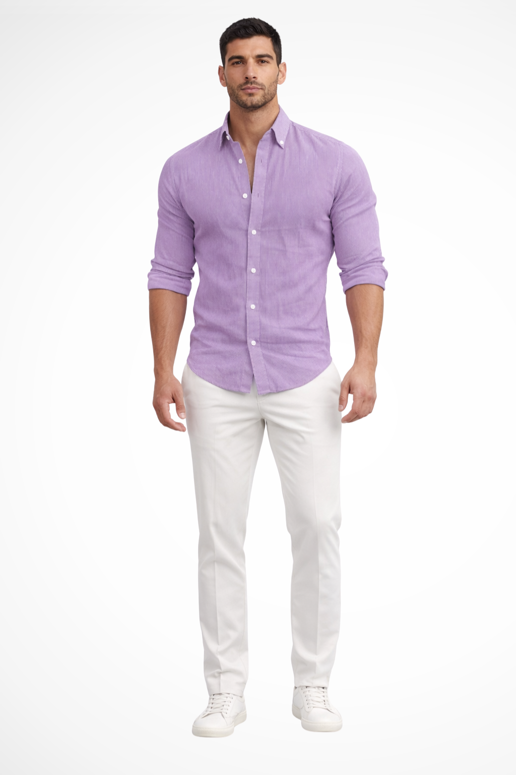 Men’s Relaxed Cotton Summer Shirt | Loose-Fit Long Sleeve Lapel Top