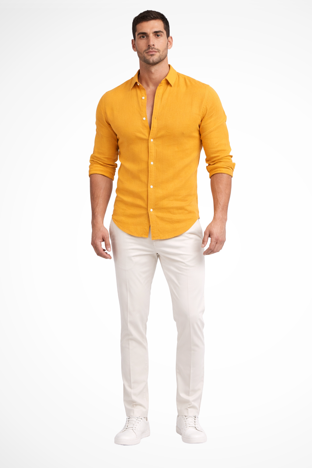 Men’s Relaxed Cotton Summer Shirt | Loose-Fit Long Sleeve Lapel Top
