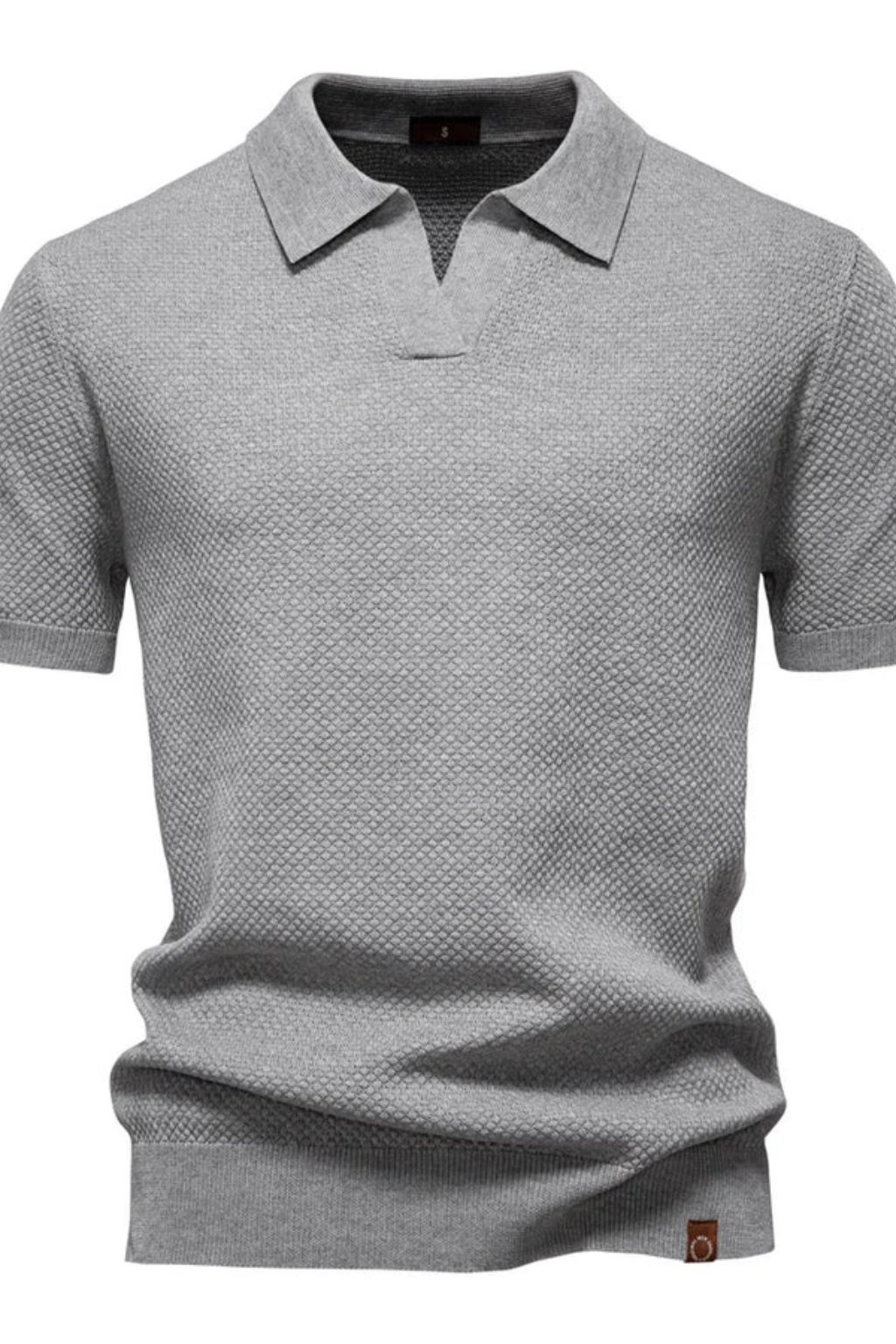 Men’s Textured Knit Polo | Short Sleeve Open-Collar Premium Shirt