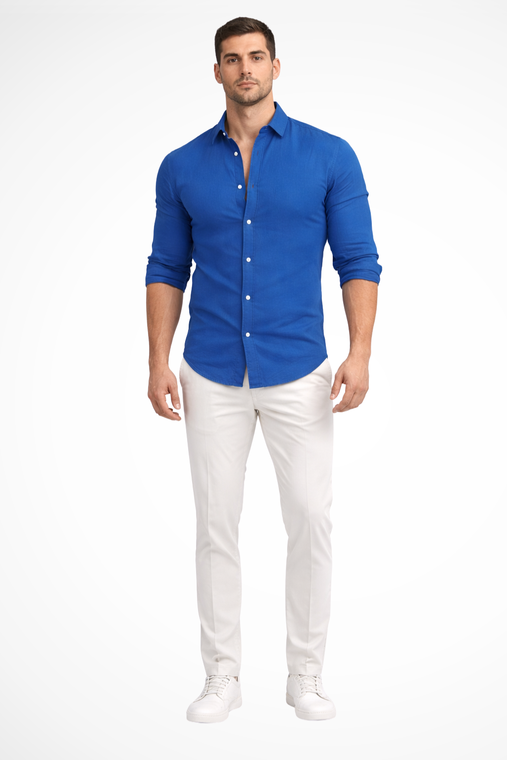 Men’s Relaxed Cotton Summer Shirt | Loose-Fit Long Sleeve Lapel Top