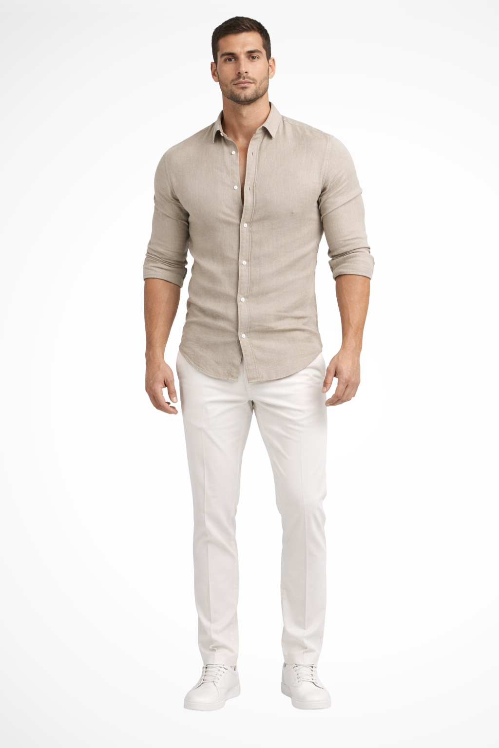 Men’s Relaxed Cotton Summer Shirt | Loose-Fit Long Sleeve Lapel Top