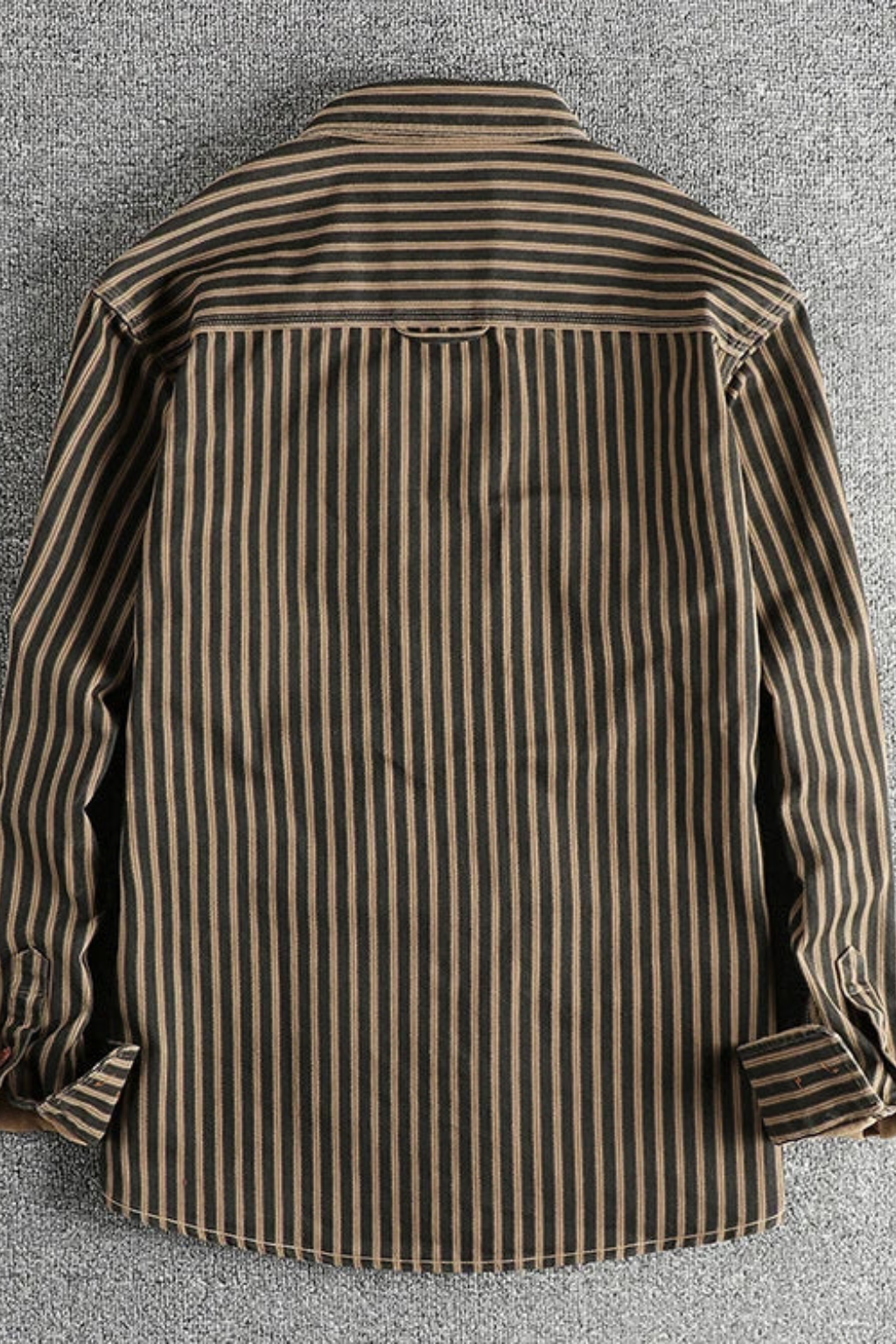 Men’s Washed Striped Utility Shirt | Loose Fit Long Sleeve Button-Down