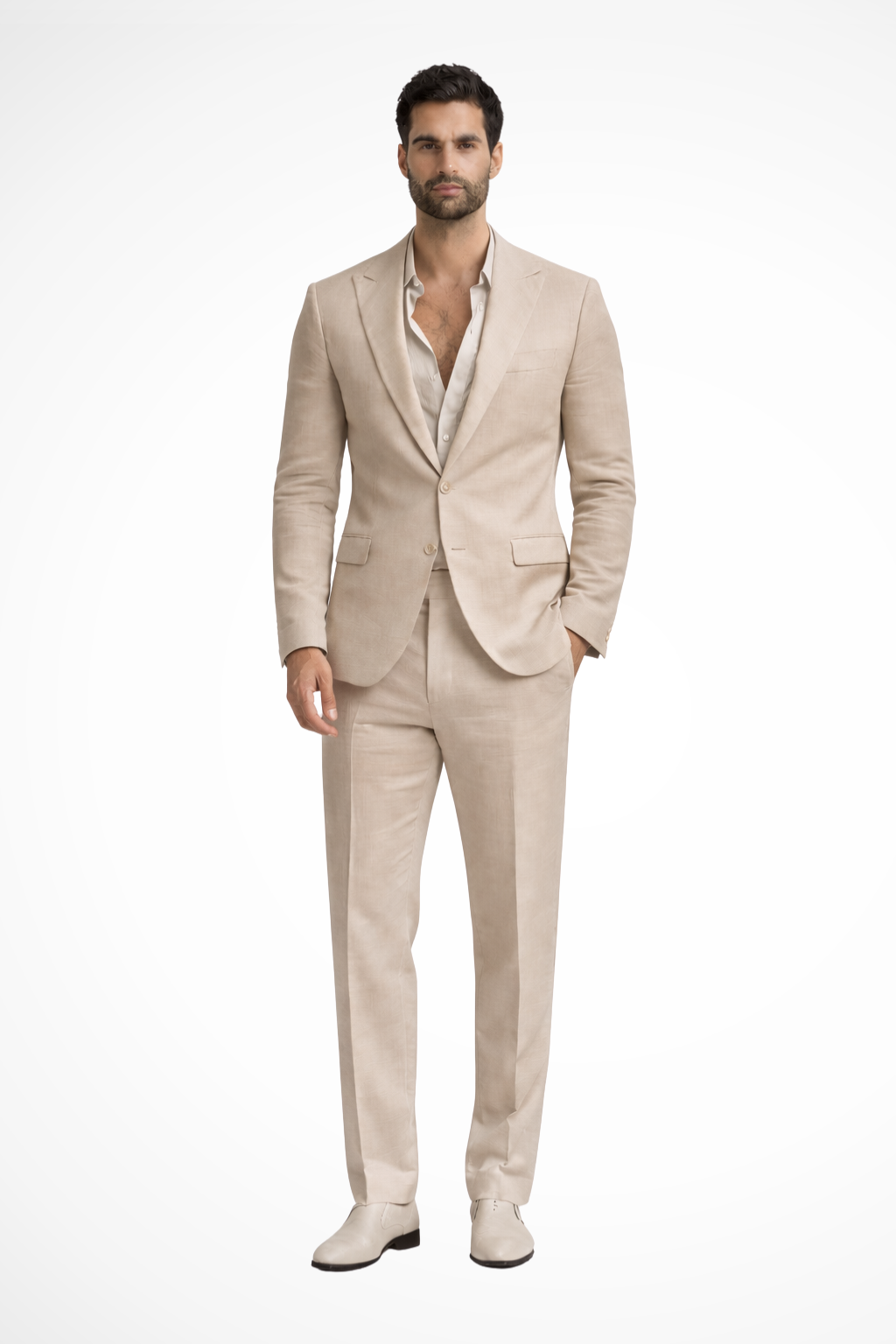 Men’s White Relaxed Fit Summer Suit | Linen-Style 2-Piece