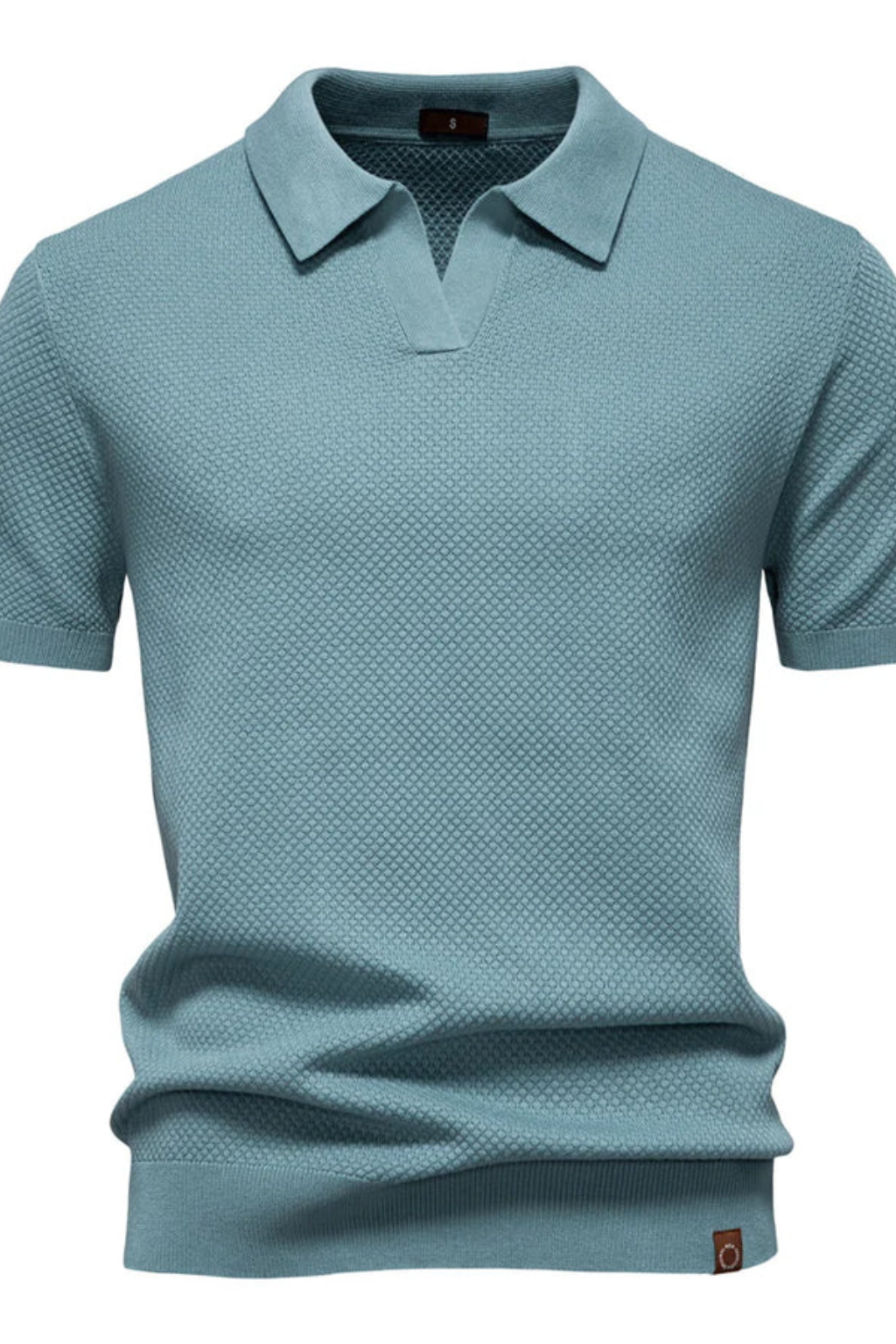 Men’s Textured Knit Polo | Short Sleeve Open-Collar Premium Shirt