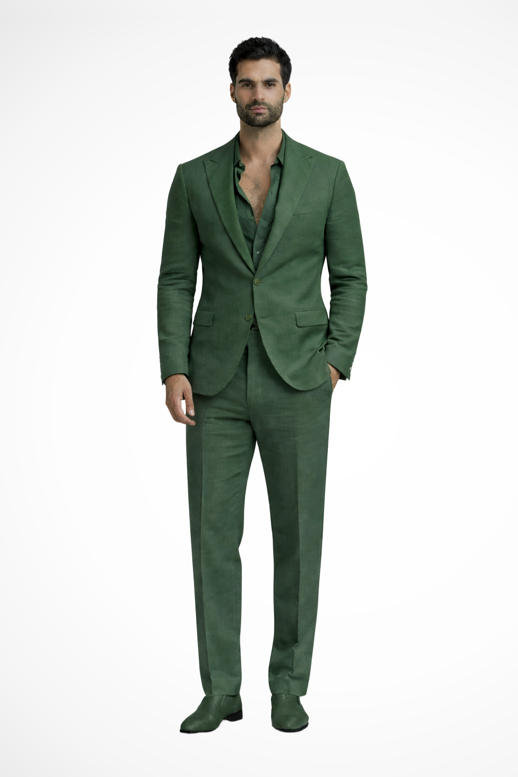 Men’s White Relaxed Fit Summer Suit | Linen-Style 2-Piece