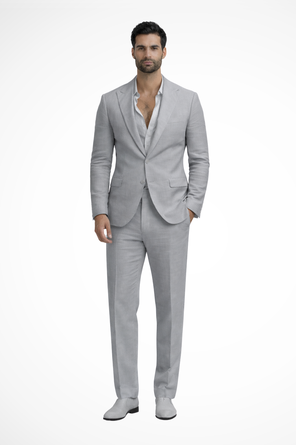 Men’s White Relaxed Fit Summer Suit | Linen-Style 2-Piece