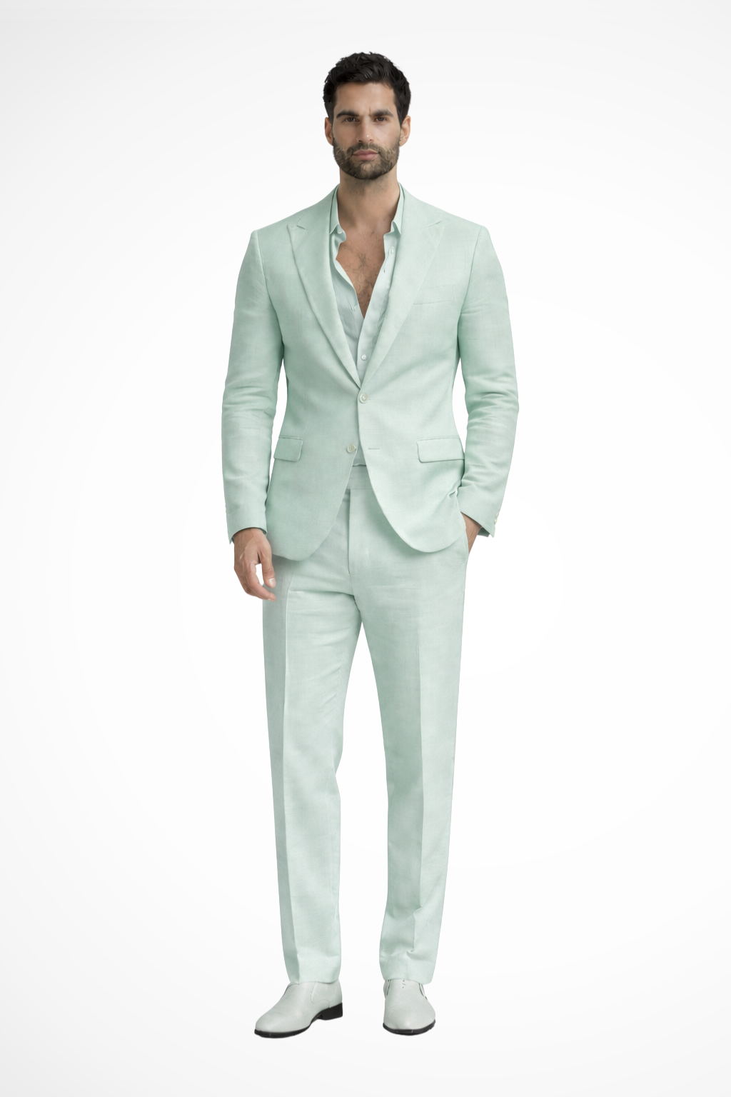 Men’s White Relaxed Fit Summer Suit | Linen-Style 2-Piece