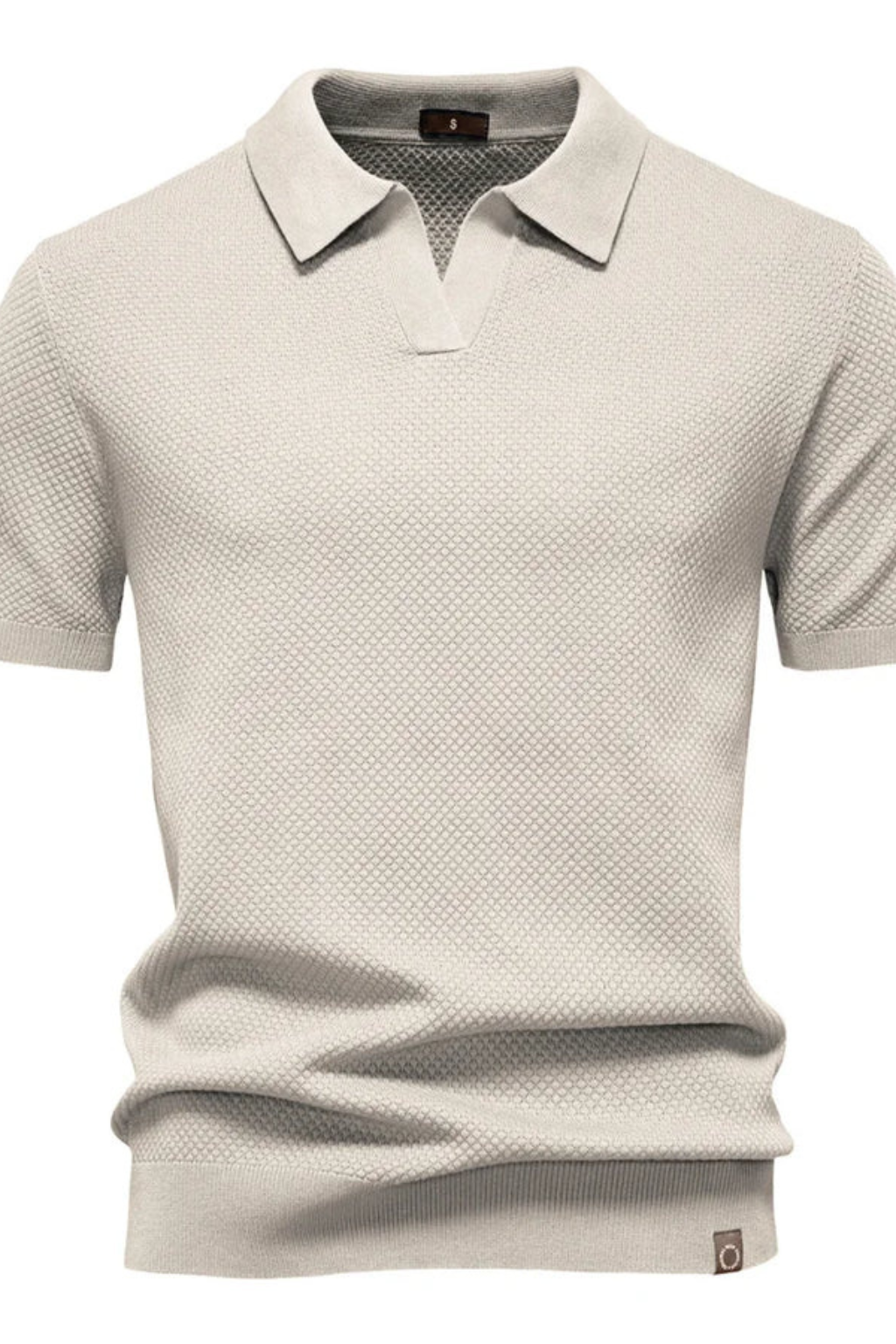 Men’s Textured Knit Polo | Short Sleeve Open-Collar Premium Shirt