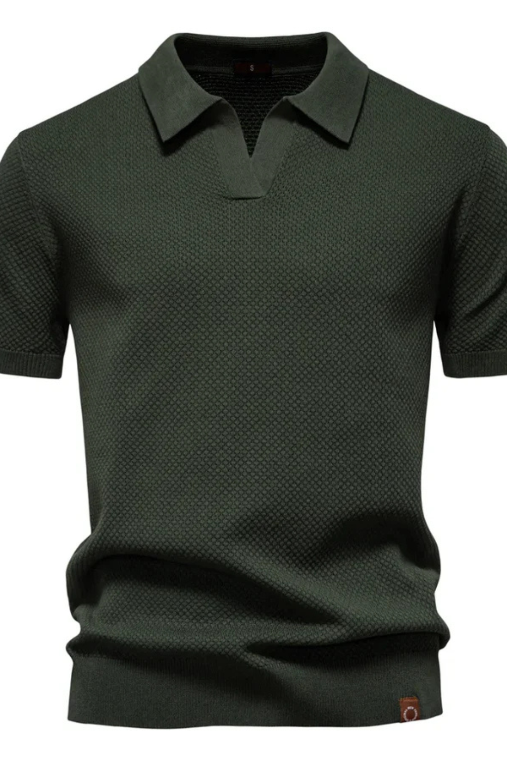 Men’s Textured Knit Polo | Short Sleeve Open-Collar Premium Shirt
