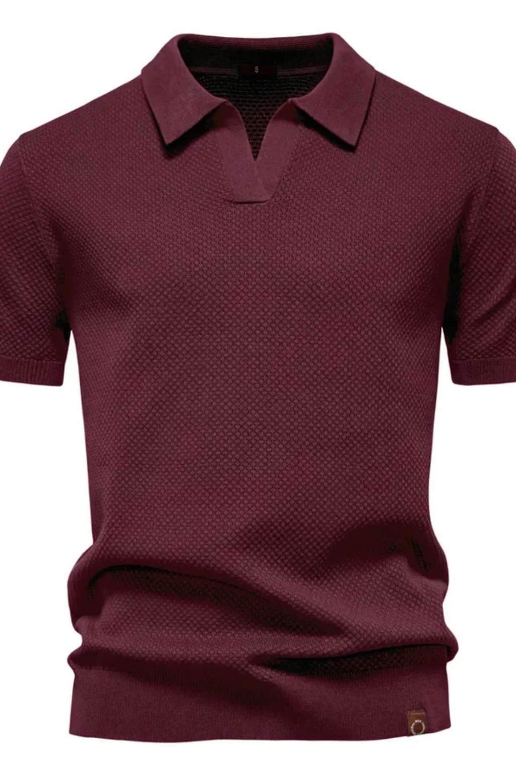 Men’s Textured Knit Polo | Short Sleeve Open-Collar Premium Shirt