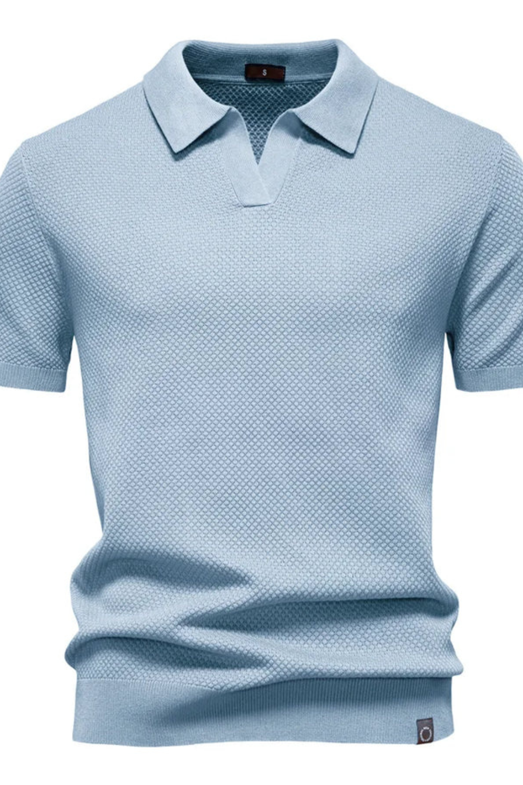 Men’s Textured Knit Polo | Short Sleeve Open-Collar Premium Shirt