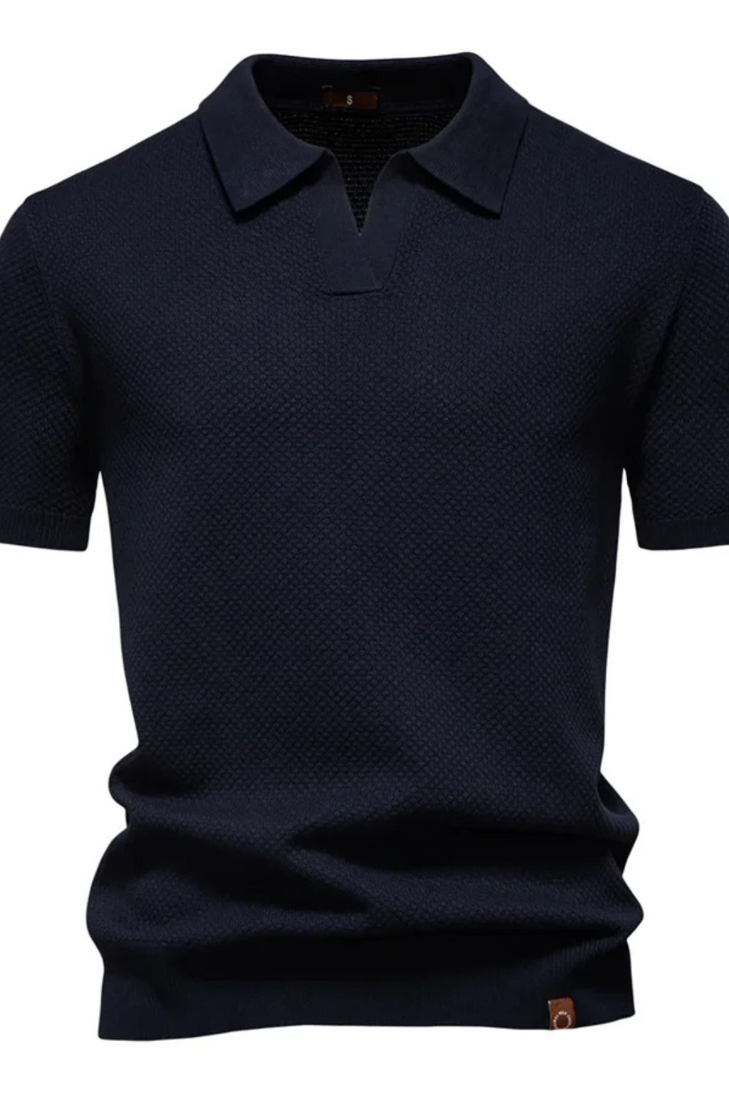 Men’s Textured Knit Polo | Short Sleeve Open-Collar Premium Shirt