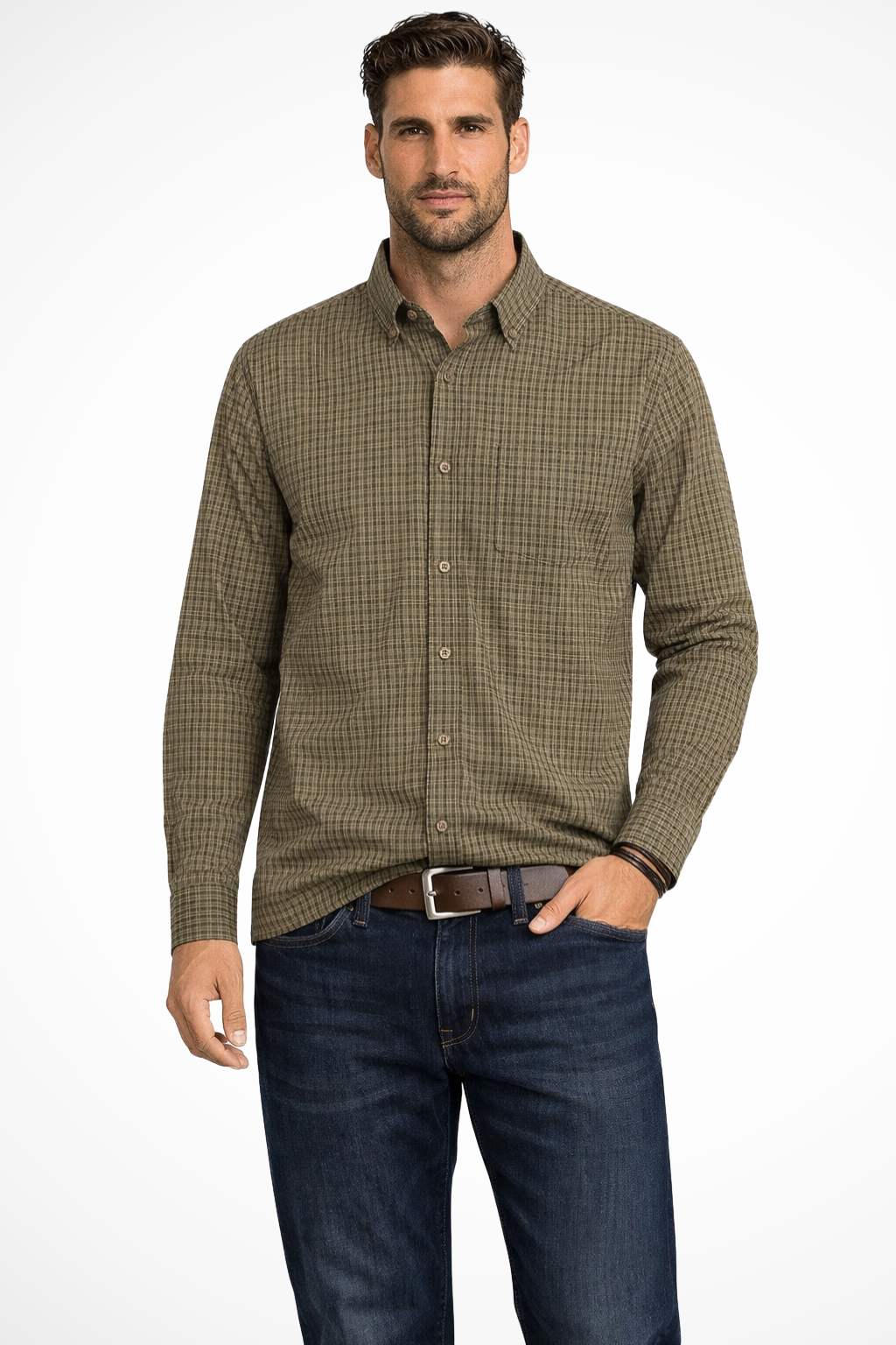 Men’s Vertical Striped Dress Shirt | Tailored Long Sleeve Button-Down