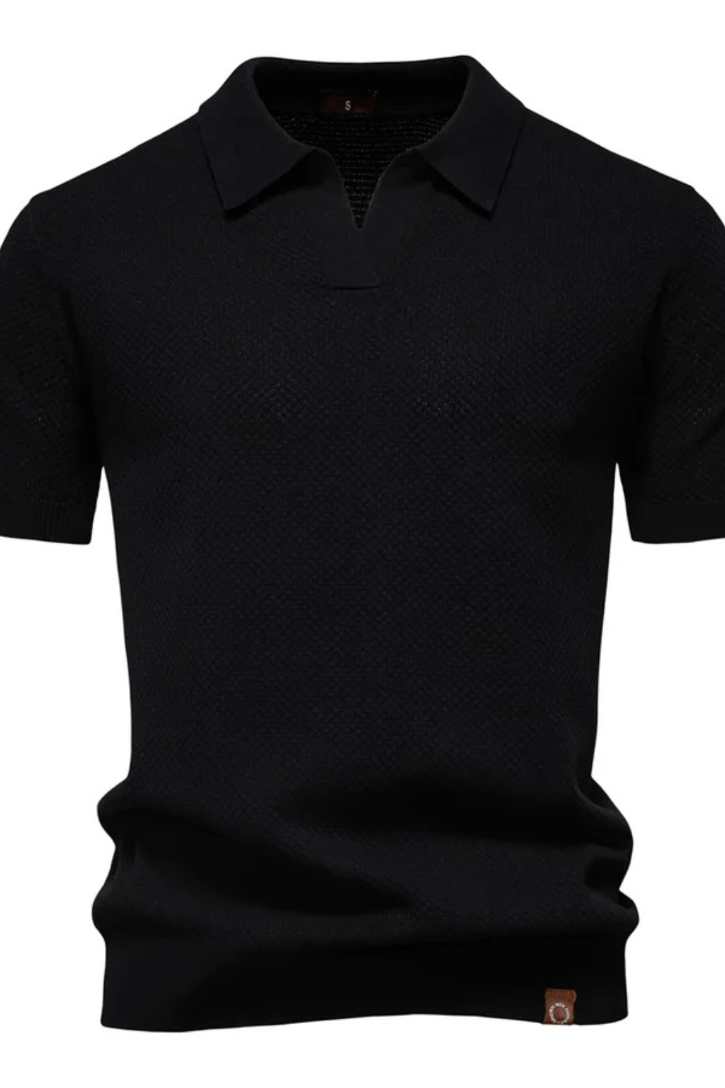Men’s Textured Knit Polo | Short Sleeve Open-Collar Premium Shirt
