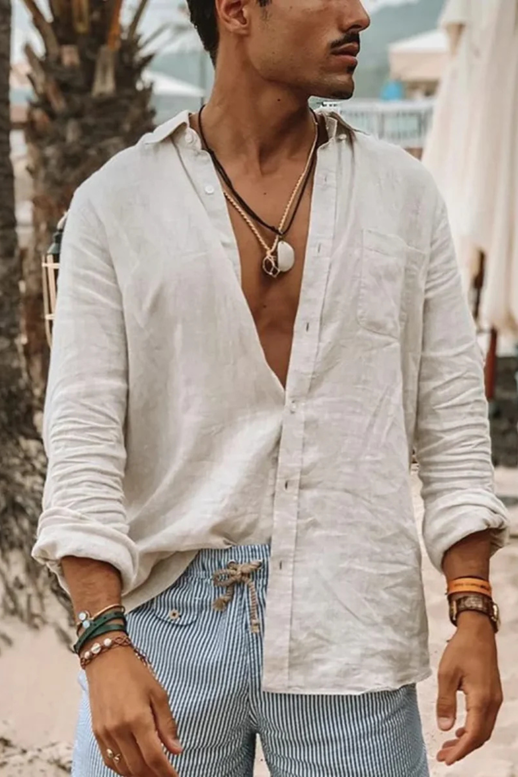 Men’s Lightweight Linen-Blend Shirt | Relaxed Fit Long Sleeve Button-Down