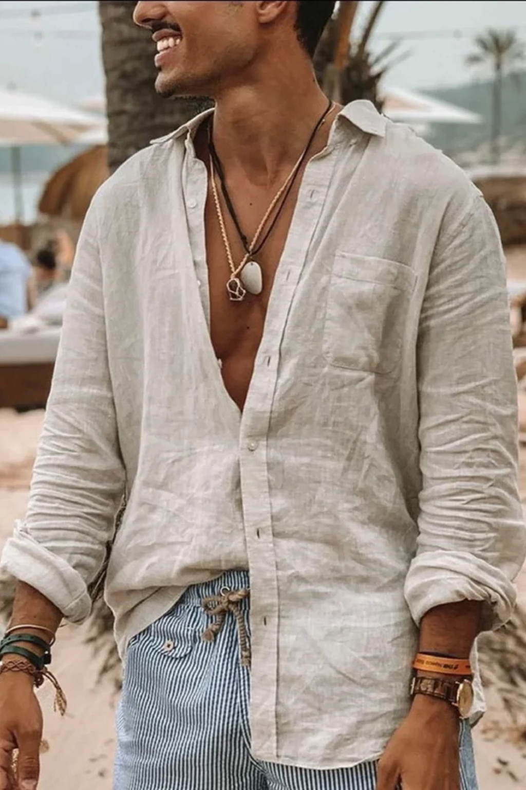Men’s Lightweight Linen-Blend Shirt | Relaxed Fit Long Sleeve Button-Down