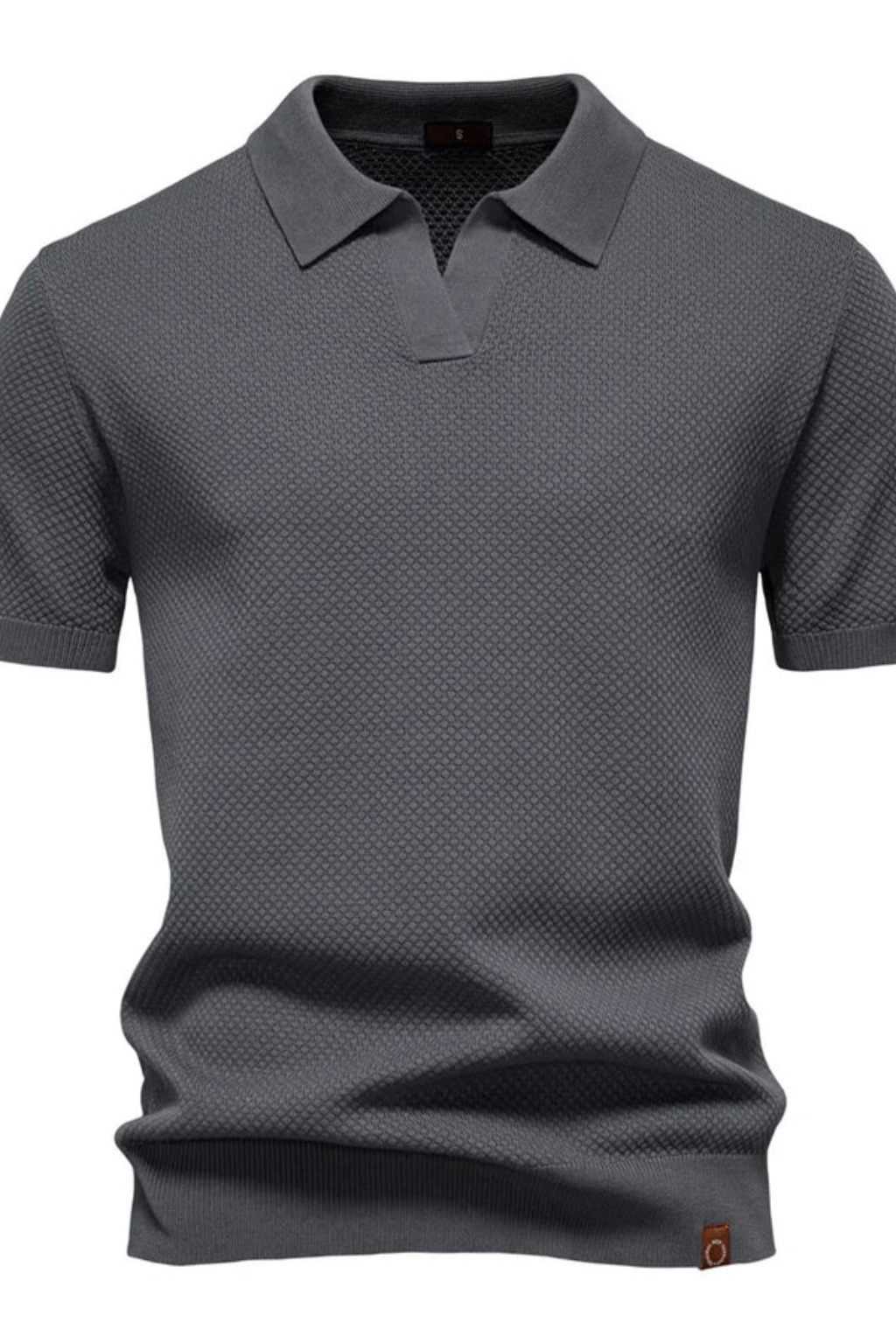 Men’s Textured Knit Polo | Short Sleeve Open-Collar Premium Shirt