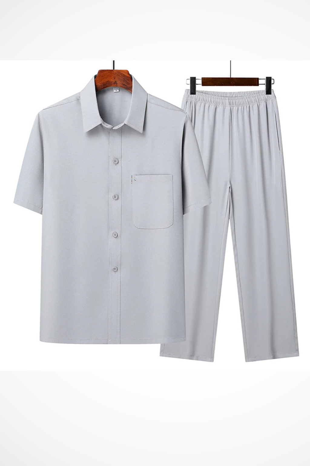 Men’s Navy Leisure Set | Short Sleeve Lapel Shirt & Elastic Waist Trousers