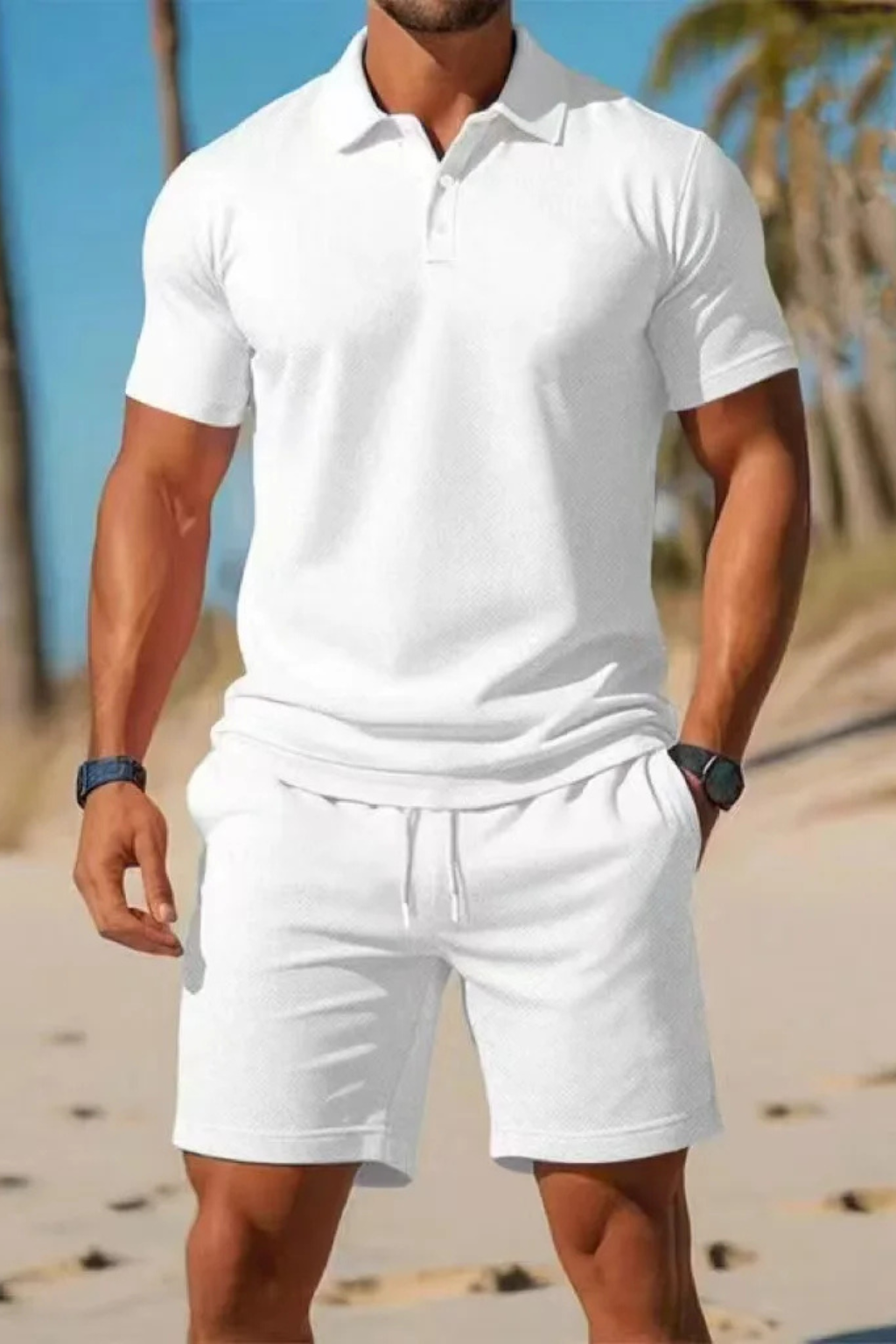Men’s Midnight Summer Co-ord | classic Polo Shirt & Adjustable Drawstring Shorts