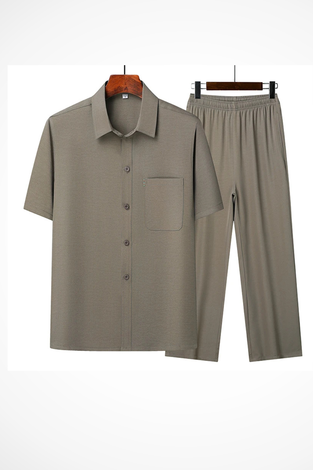 Men’s Navy Leisure Set | Short Sleeve Lapel Shirt & Elastic Waist Trousers