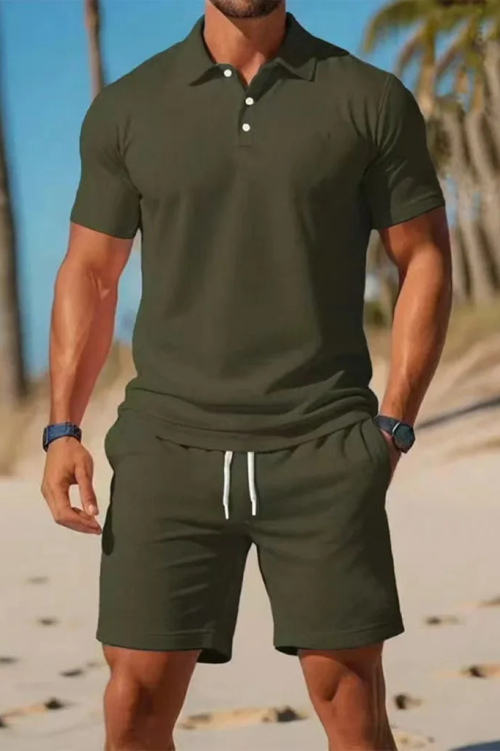Men’s Midnight Summer Co-ord | classic Polo Shirt & Adjustable Drawstring Shorts