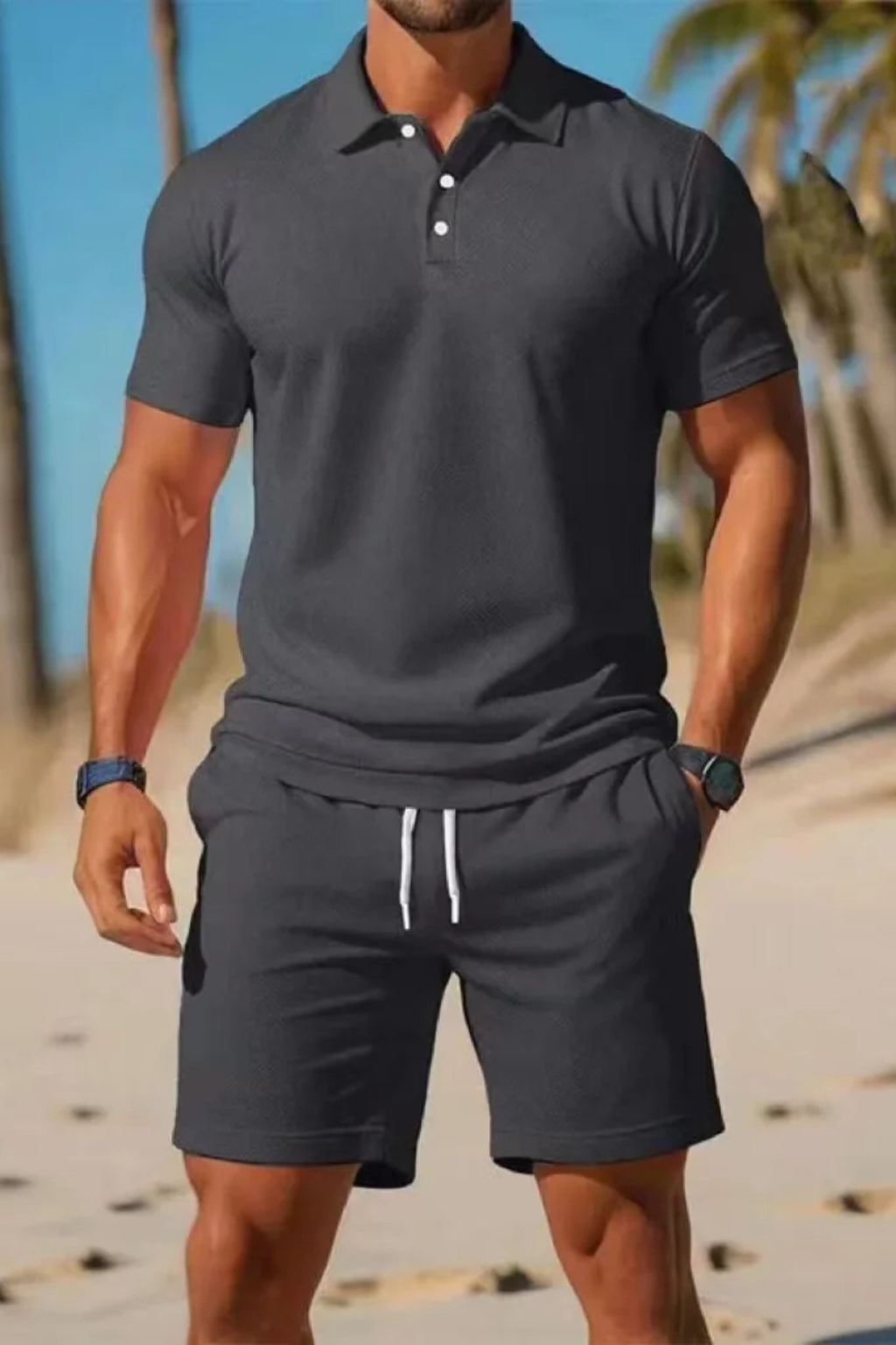 Men’s Midnight Summer Co-ord | classic Polo Shirt & Adjustable Drawstring Shorts
