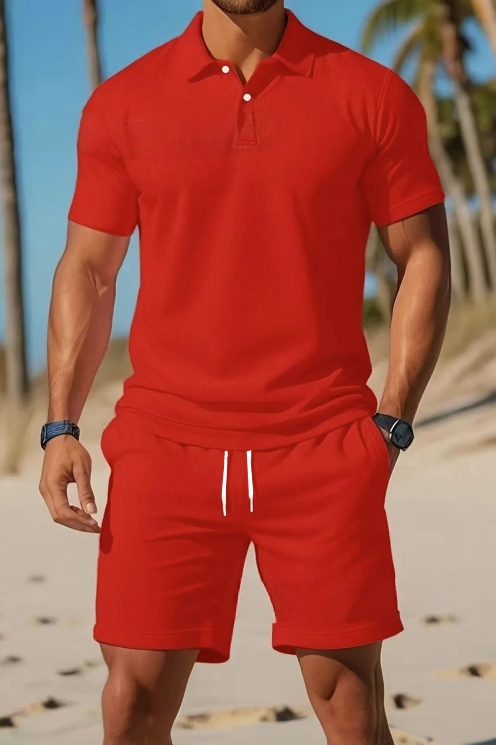 Men’s Midnight Summer Co-ord | classic Polo Shirt & Adjustable Drawstring Shorts