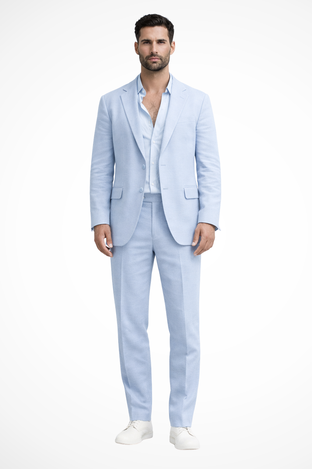 Men’s White Relaxed Fit Summer Suit | Linen-Style 2-Piece