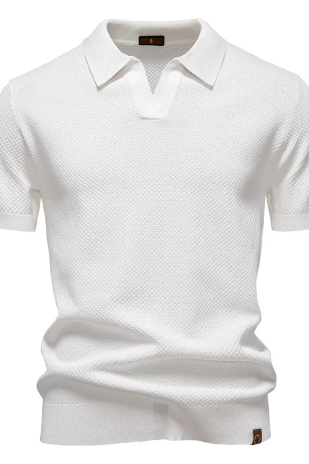 Men’s Textured Knit Polo | Short Sleeve Open-Collar Premium Shirt