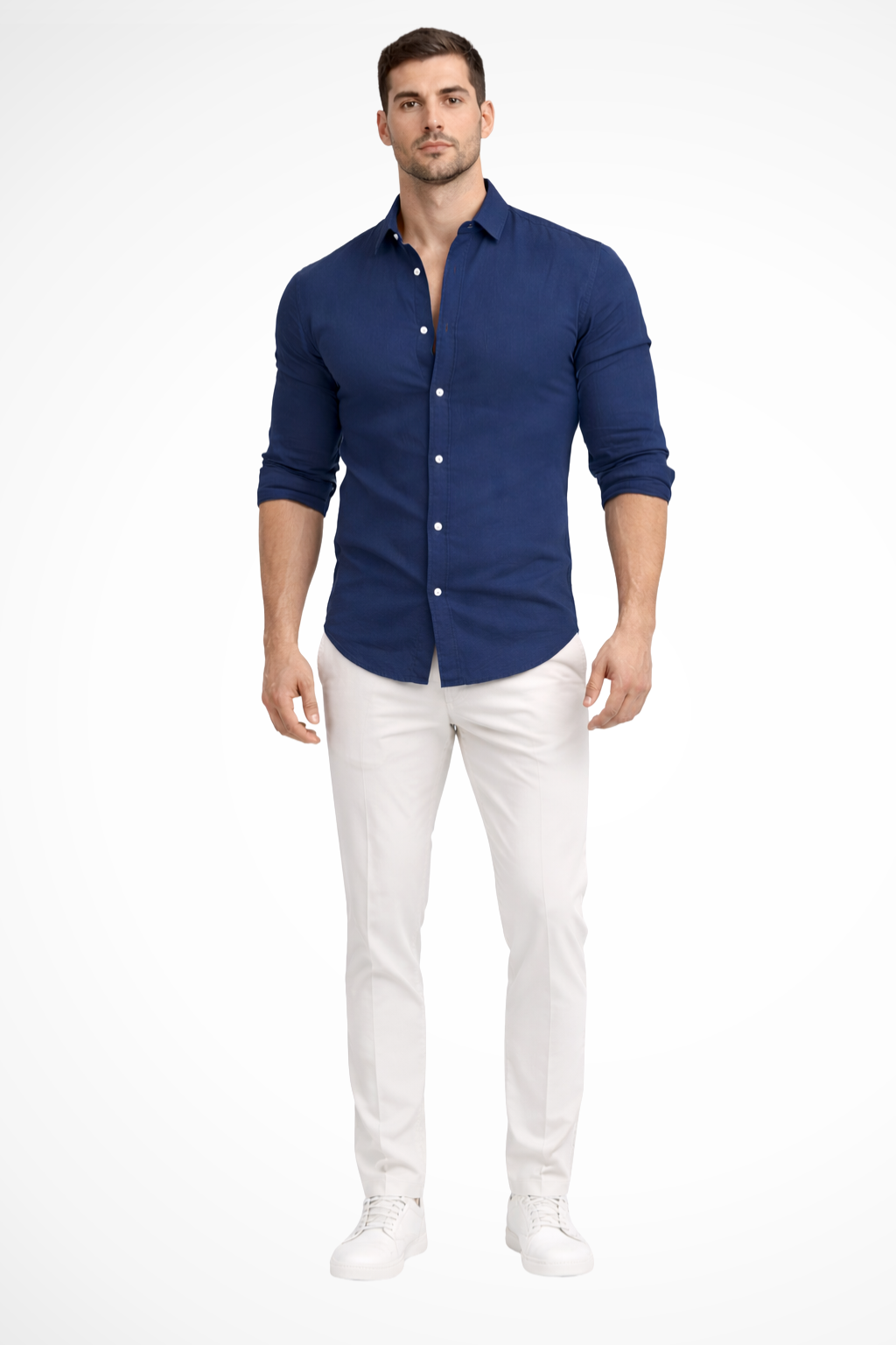 Men’s Relaxed Cotton Summer Shirt | Loose-Fit Long Sleeve Lapel Top